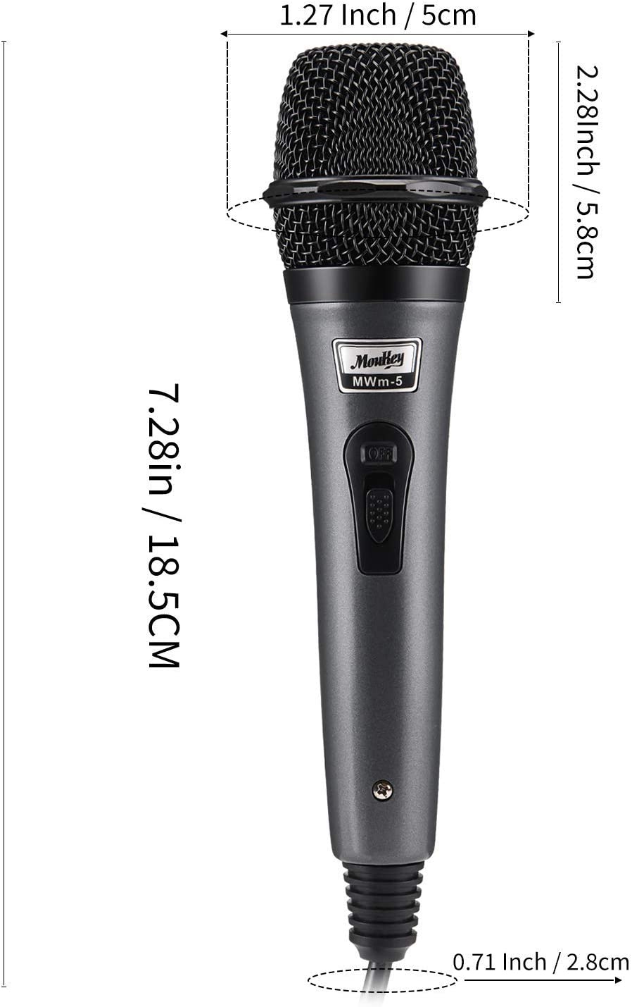 Moukey Dynamic Microphone， Karaoke Microphone with 13 ft Cable， Metal Handheld Cardioid Wired Mic， Microphone for Singin