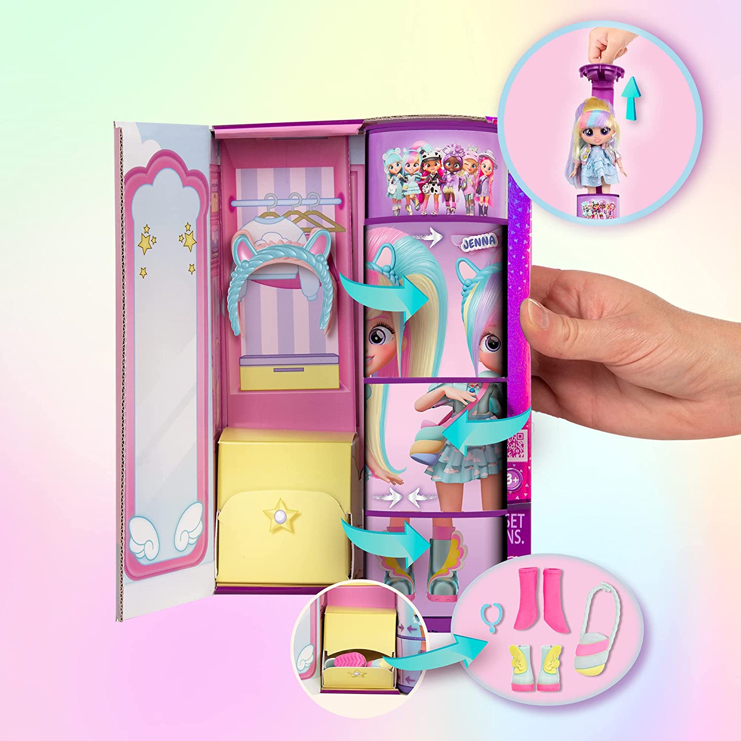 Cry Babies BFF Jenna Fashion Doll with 9+ Surprises Including Outfit and Accessories for Fashion Toy, Girls and Boys Age