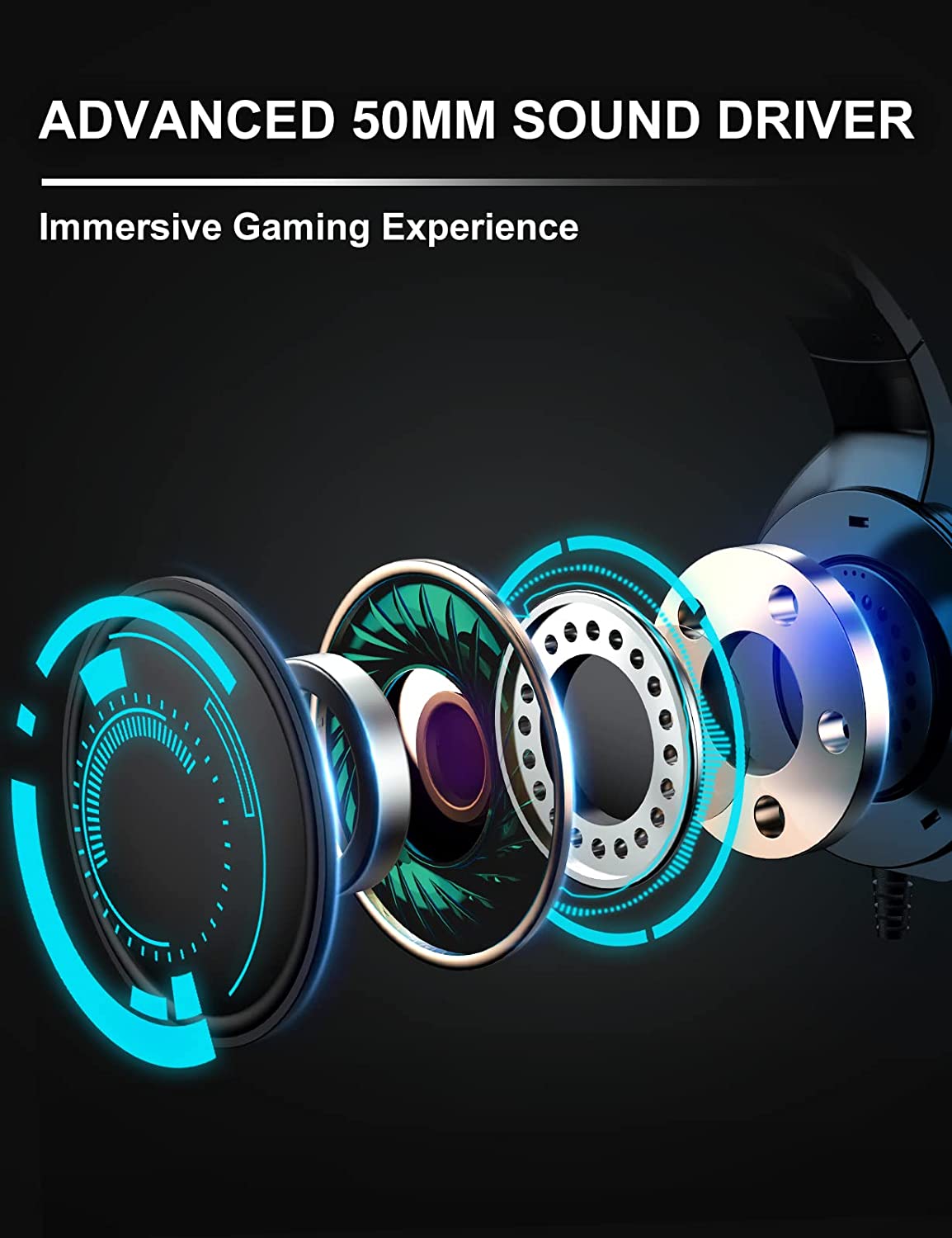 ZIUMIER Gaming Headset with Microphone， Compatible with PS4 PS5 Xbox One PC Laptop， Over-Ear Headphones with LED RGB Lig