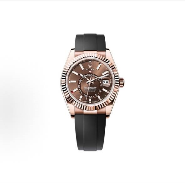 Mido Ocean Star automatic mechanical movement, coffee-colored dial, 18ct Everose rose gold case