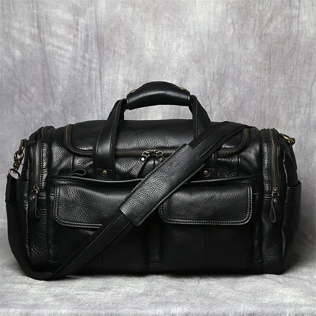 FEER Men's Hand Luggage Bag Travel Bag Genuine Leather Large Capacity Single Shoulder Messenger for 14 Inch Laptop