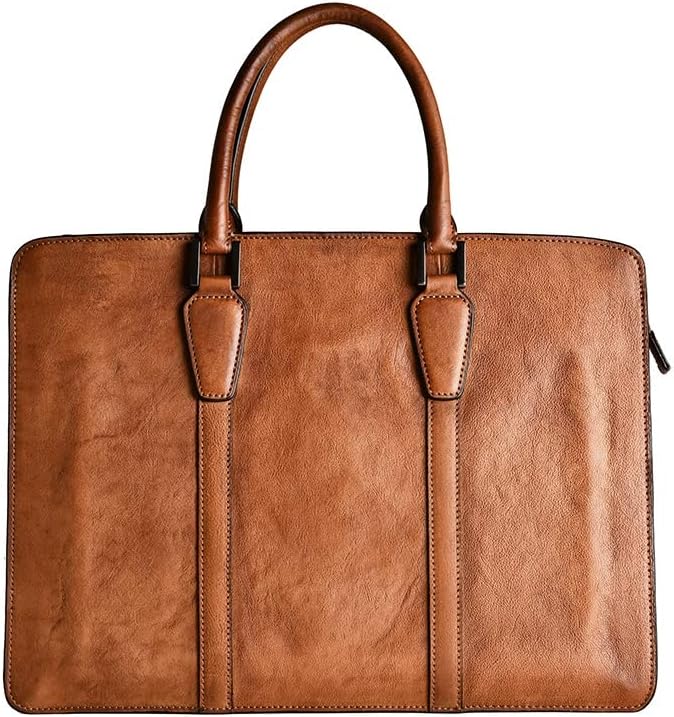 FEER Men's Horizontal Briefcase Business Casual Handbag Shoulder Crossbody 15 Inch Laptop Bag