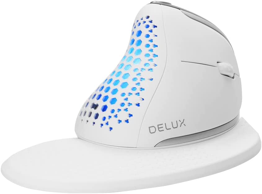 DeLUX Seeker Wireless Ergonomic Vertical Mouse with OLED Screen, BT and USB Receiver, Connect with Up to 4 Devices, Thum