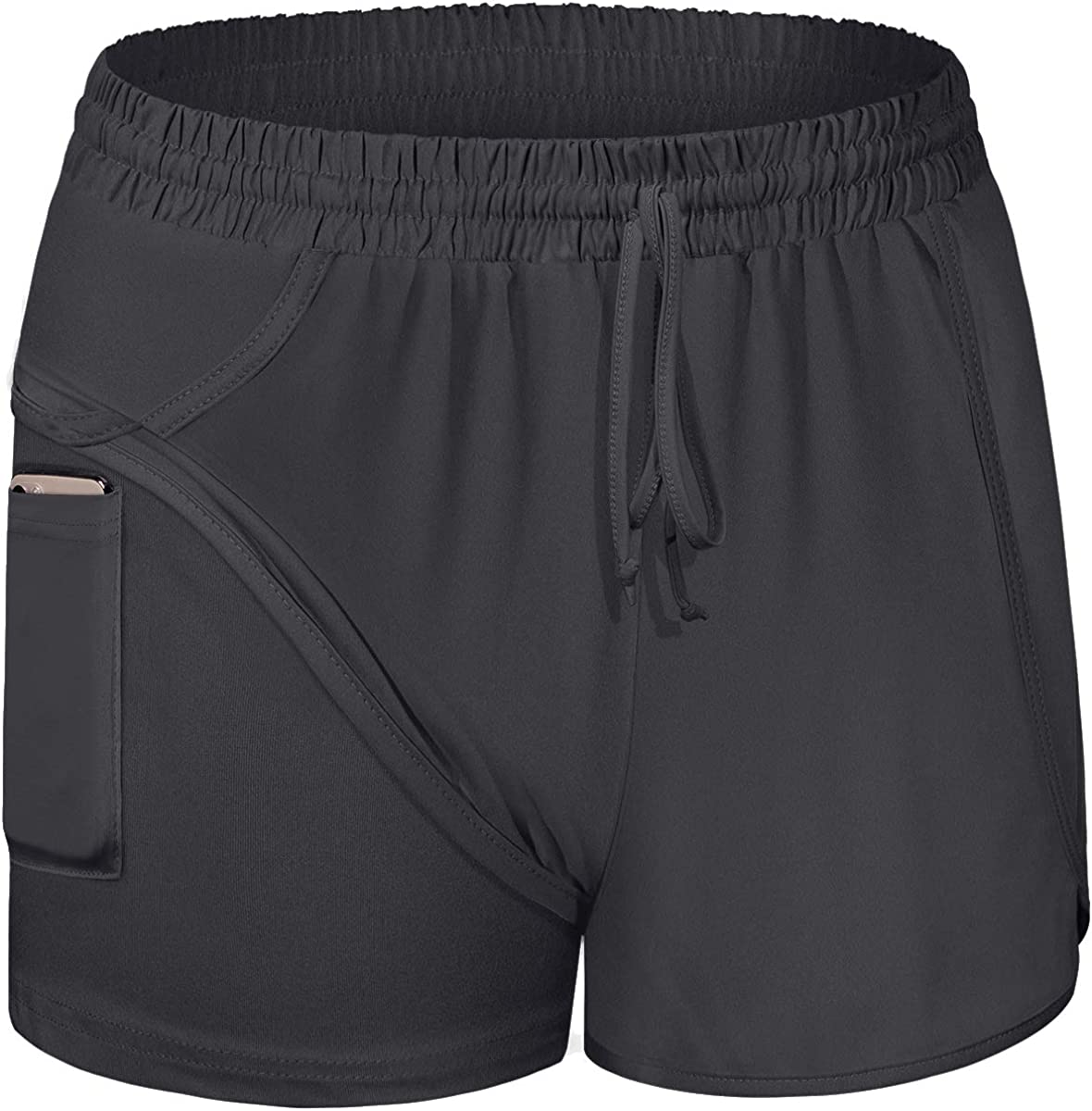 Blevonh Women Yoga Running Shorts 2 in 1 Workout Athletic Shorts with Pockets S-3XL