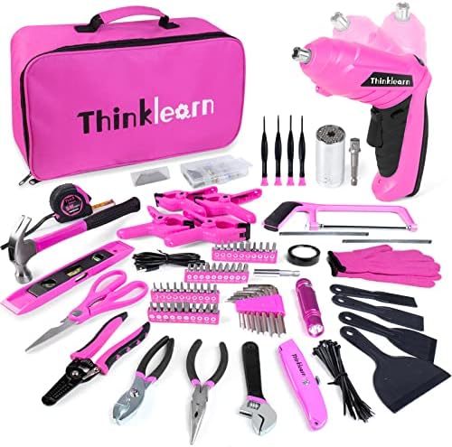 FASTORS Pink Tool Set,218-Piece Tools with Pink Tool Kit for Women Home Improvement,The Tool Set with 13-Inch Wide Mouth
